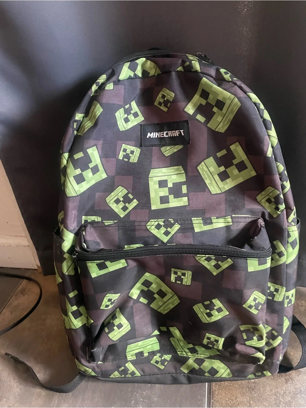 Minecraft Kids Backpack in Black and Green